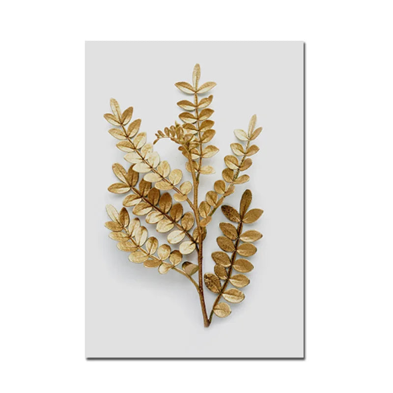  Golden Leaf Floral Wall Art Fine Art Canvas Prints Modern Minimalist Abstract Botanical Pictures For Bedroom Living Room Light Luxury Home Decor 2025 a