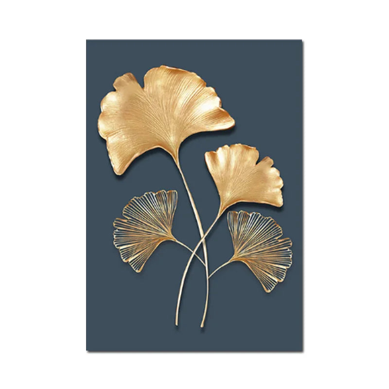  Golden Leaf Floral Wall Art Fine Art Canvas Prints Modern Minimalist Abstract Botanical Pictures For Bedroom Living Room Light Luxury Home Decor 2025 a
