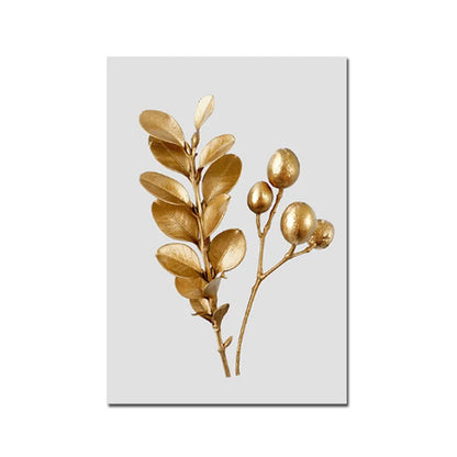 Golden Leaf Floral Wall Art Fine Art Canvas Prints Modern Minimalist Abstract Botanical Pictures For Bedroom Living Room Light Luxury Home Decor 2025 a