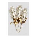 Golden Leaf White Petalled Floral Wall Art Fine Art Canvas Prints Modern Abstract Botanical Wall Art For Living Room Bedroom Dining Foyer Art Decor