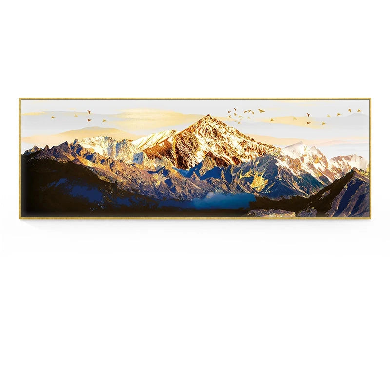 Golden Mountain Landscape Wide Format Wall Art Fine Art Canvas Prints Big Sizes Pictures For Above The Sofa Picture For Above The Bed