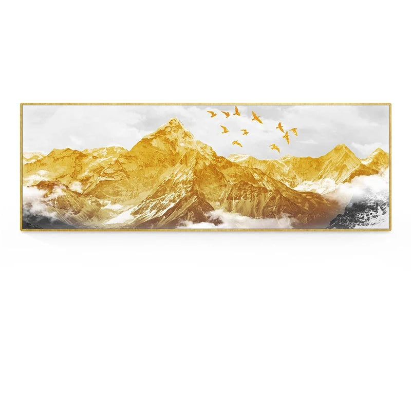 Golden Mountain Landscape Wide Format Wall Art Fine Art Canvas Prints Big Sizes Pictures For Above The Sofa Picture For Above The Bed