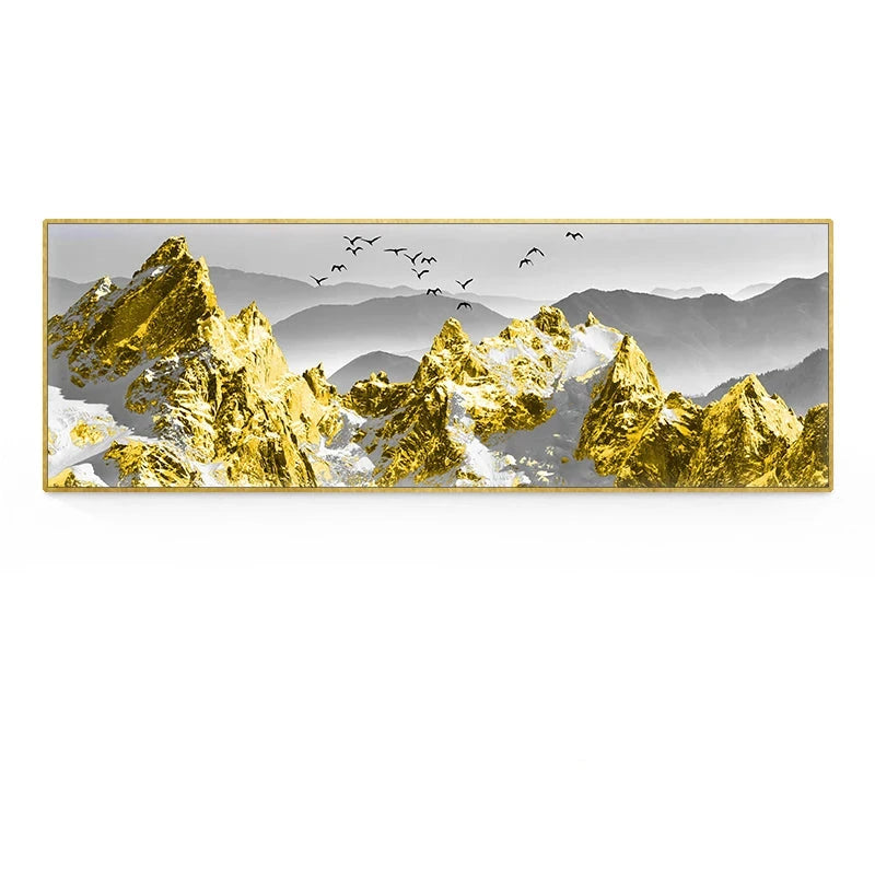 Golden Mountain Landscape Wide Format Wall Art Fine Art Canvas Prints Big Sizes Pictures For Above The Sofa Picture For Above The Bed