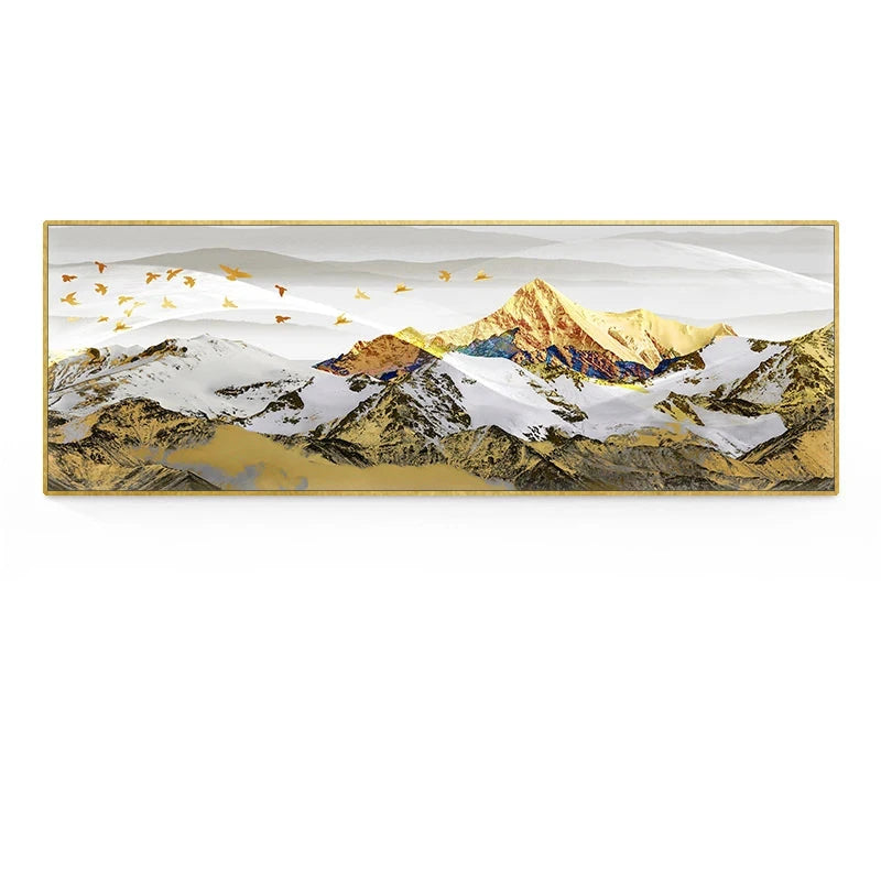 Golden Mountain Landscape Wide Format Wall Art Fine Art Canvas Prints Big Sizes Pictures For Above The Sofa Picture For Above The Bed