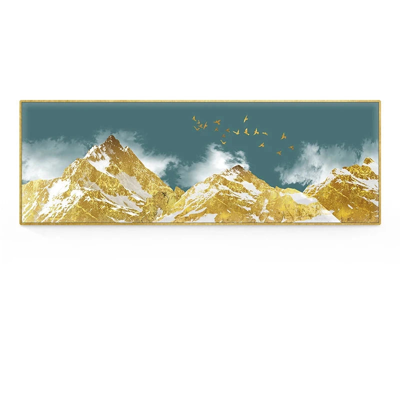 Golden Mountain Landscape Wide Format Wall Art Fine Art Canvas Prints Big Sizes Pictures For Above The Sofa Picture For Above The Bed