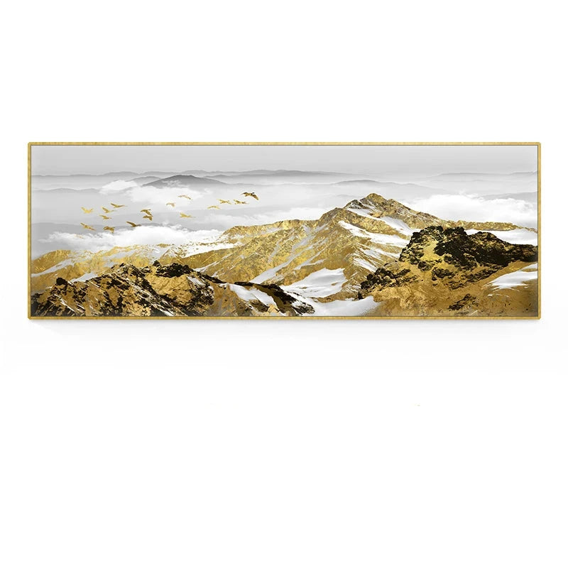 Golden Mountain Landscape Wide Format Wall Art Fine Art Canvas Prints Big Sizes Pictures For Above The Sofa Picture For Above The Bed