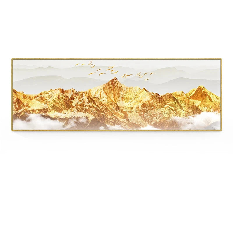 Golden Mountain Landscape Wide Format Wall Art Fine Art Canvas Prints Big Sizes Pictures For Above The Sofa Picture For Above The Bed