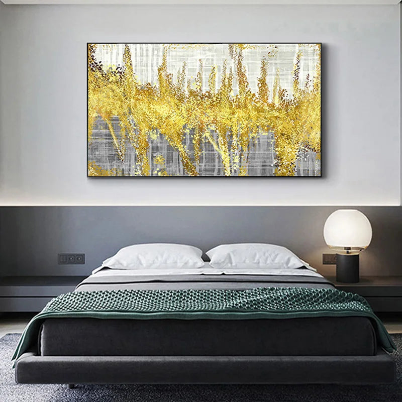 Golden Rain Abstract Auspicious Wall Art Fine Art Canvas Prints Vertical Format Pictures For Living Room Foyer Entranceway Corridor Wall Decor 2025