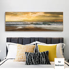Golden Sunset Seascape Wide Format Landscape Wall Art Fine Art Canvas Prints Picture Above The Sofa Modern Art For Above The Bed