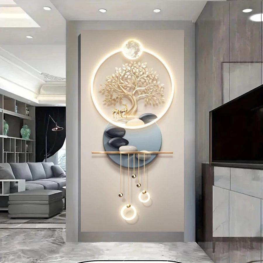 Golden Tree Of Life Auspicious Abstract Wall Art Fine Art Canvas Prints Pictures For Living Room Dining Room Kitchen Light Luxury Foyer Art Decor 2025