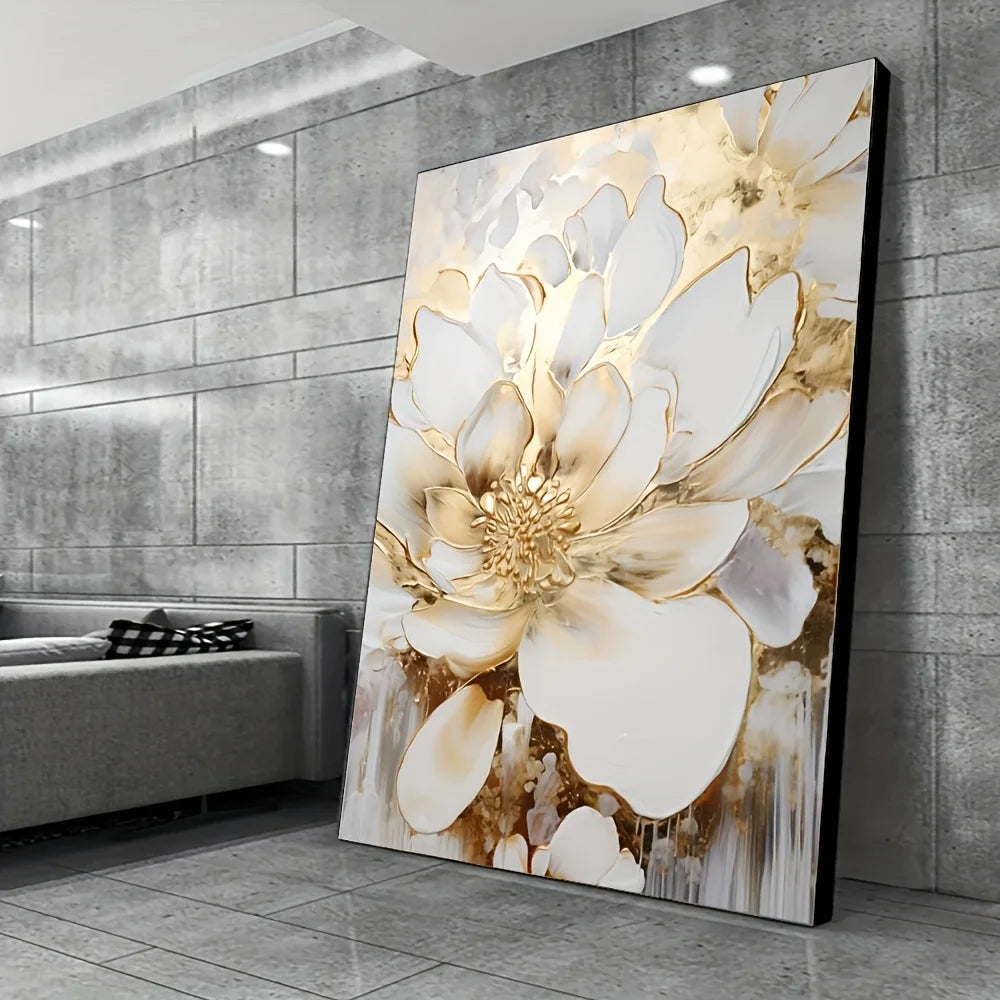 Decorative floral painting in a modern interior setting