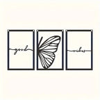 Good Vibes Butterfly Wings Black Metal Wall Art 3D Sculpted Iron Plaque Wall Decoration Modern Art For Living Room Dining Room Creative Nordic Home Decor