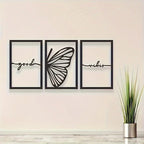 Good Vibes Butterfly Wings Black Metal Wall Art 3D Sculpted Iron Plaque Wall Decoration Modern Art For Living Room Dining Room Creative Nordic Home Decor