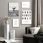 Good Vibes Only Black White Whale Poster Nordic Pictures Of Calm Wall Art Fine Art Canvas Prints Gallery Wall Art Prints For Modern Living