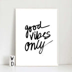 Good Vibes Only Wall Art Black White Fine Art Canvas Print Positivity Poster Picture For Living Room Bedroom Nordic Home Decor
