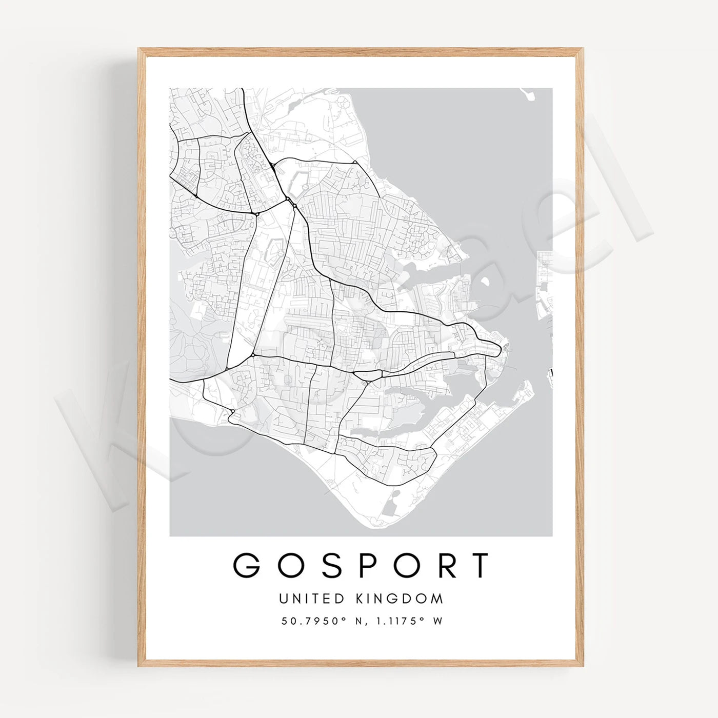 Gosport City Map Posters Wall Map Wall Art Black White Fine Art Canvas Prints Stylish Minimalist Posters For Home/Office