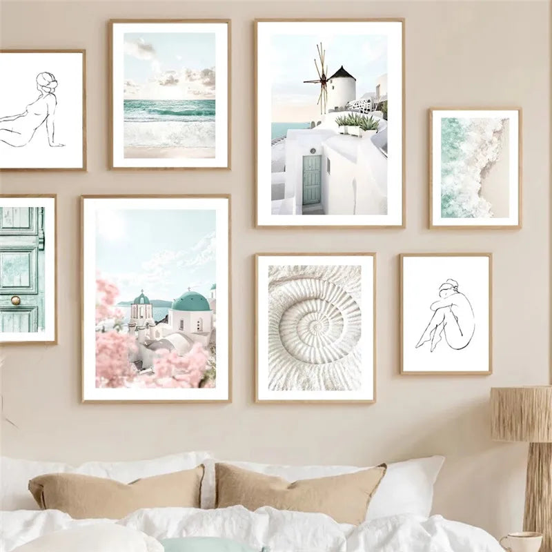 Greek Island Landscape Gallery Wall Art Fine Art Prints Pictures Of Santorini Posters For Living Room Bedroom Simple Decor For Modern Living