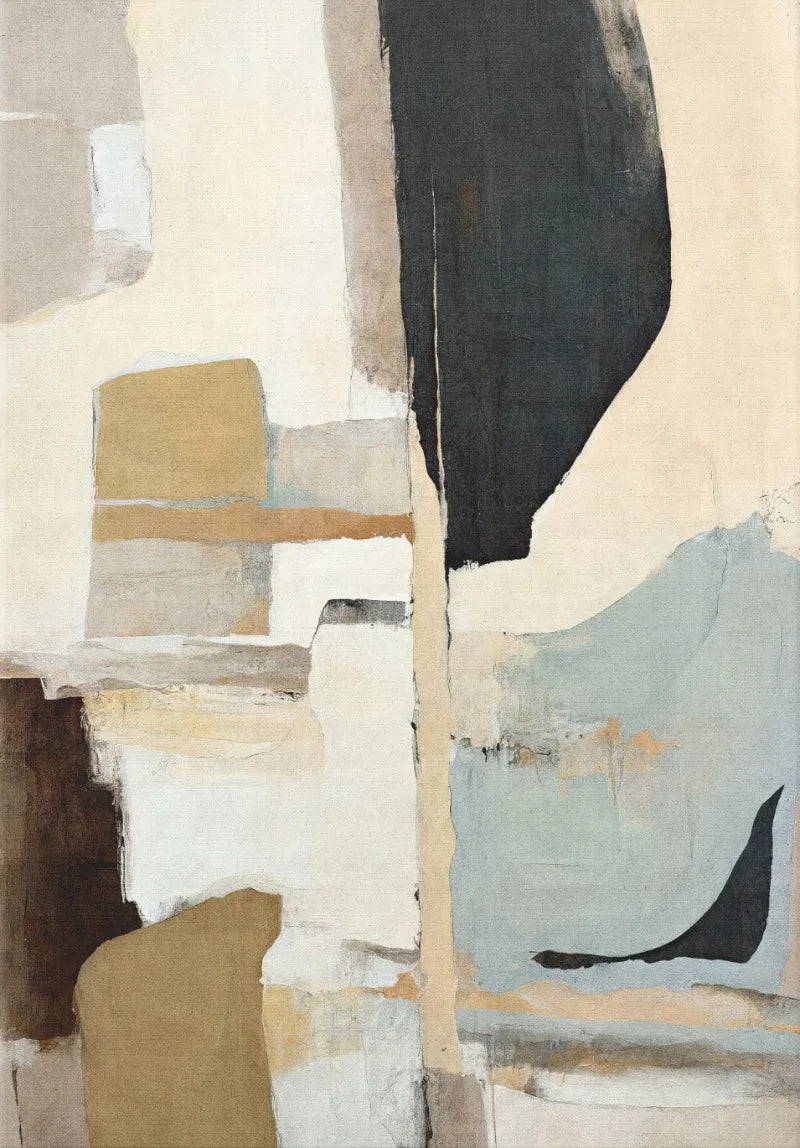 Abstract art piece with geometric shapes in earthy tones