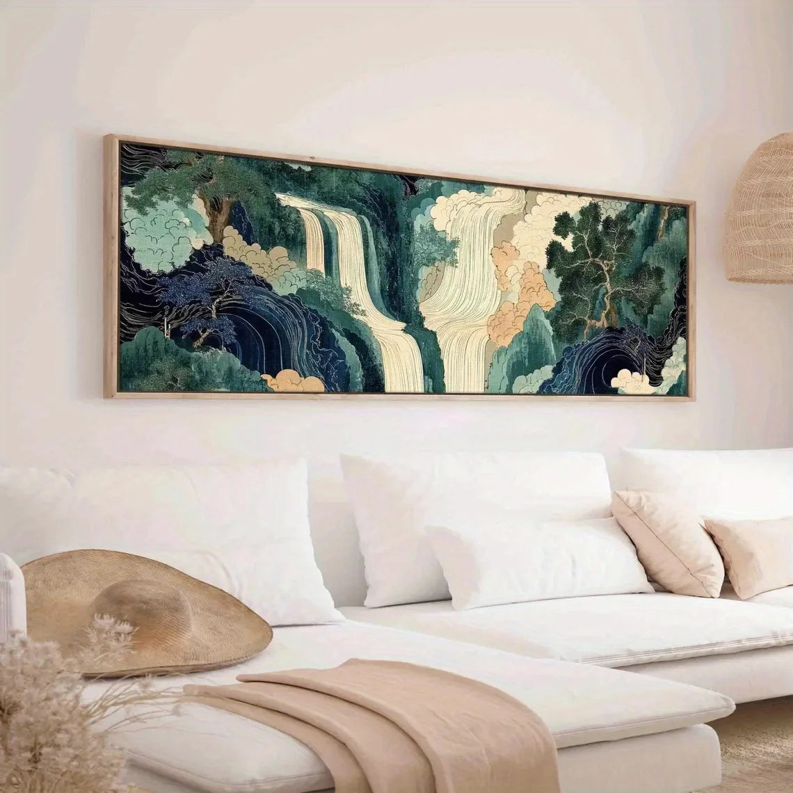 Green Blue Abstract Landscape Canvas Print – Large Modern Nature‑Inspired Wall Art for Living Room, Hallway and Contemporary Décor