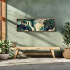 Green Blue Abstract Landscape Canvas Print – Large Modern Nature‑Inspired Wall Art for Living Room, Hallway and Contemporary Décor