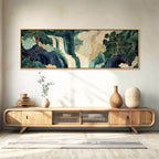 Green Blue Abstract Landscape Canvas Print – Large Modern Nature‑Inspired Wall Art for Living Room, Hallway and Contemporary Décor