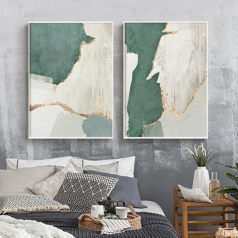 Green Brown Nordic Abstract Geomorphic Flow Wall Art Fine Art Canvas Prints Pictures For Modern Apartment Living Room Home Office Art Decor 2025