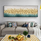 Green Golden Abstract Cityscape Wall Art Fine Art Canvas Prints Pictures For Above The Sofa Bedroom Art For Above The Bed