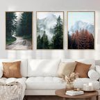 Green Mountain Misty Forest Wilderness Wall Art Fine Art Canvas Prints Modern Landscape Pictures Of Calm For Living Room Dining Room Home Decor 2025