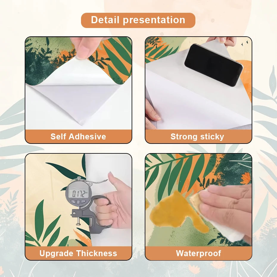 Green Valley Sunset Landscape Wall Mural – Self-Adhesive Peel & Stick Wall Decal For Lounge, Dining Room & Bedroom simple Creative DIY Home Decor