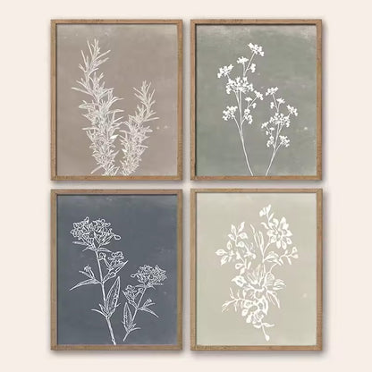 Simple Minimalist White Leaf Silhouette Wall Art Fine Art Canvas Prints Modern Botanical Pictures For Living Room Dining Room Bedroom Art Decor