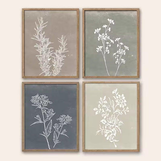 Simple Minimalist White Leaf Silhouette Wall Art Fine Art Canvas Prints Modern Botanical Pictures For Living Room Dining Room Bedroom Art Decor