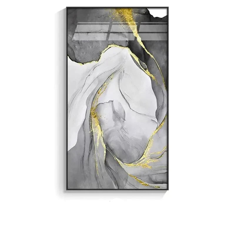 Grey Golden Liquid Marble Wall Art Fine Art Canvas Prints Modern Abstract Pictures For Living Room Dining Room Bedroom Art For Contemporary Interiors