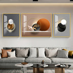 Set of 3Pcs Nordic Abstract Circle Of Light Auspicious Flowing Landscape Wall Art Fine Art Canvas Prints Pictures For Luxury Living Room Dining Room Wall Decor (Triptych, Set of 3)