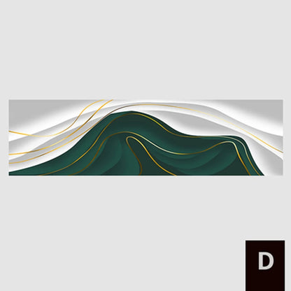 Modern Abstract Green Gray Golden Flowing Ribbon Wall Art Fine Art Canvas Prints Tall Format Pictures For Living Room Foyer Stairway Wall Decor