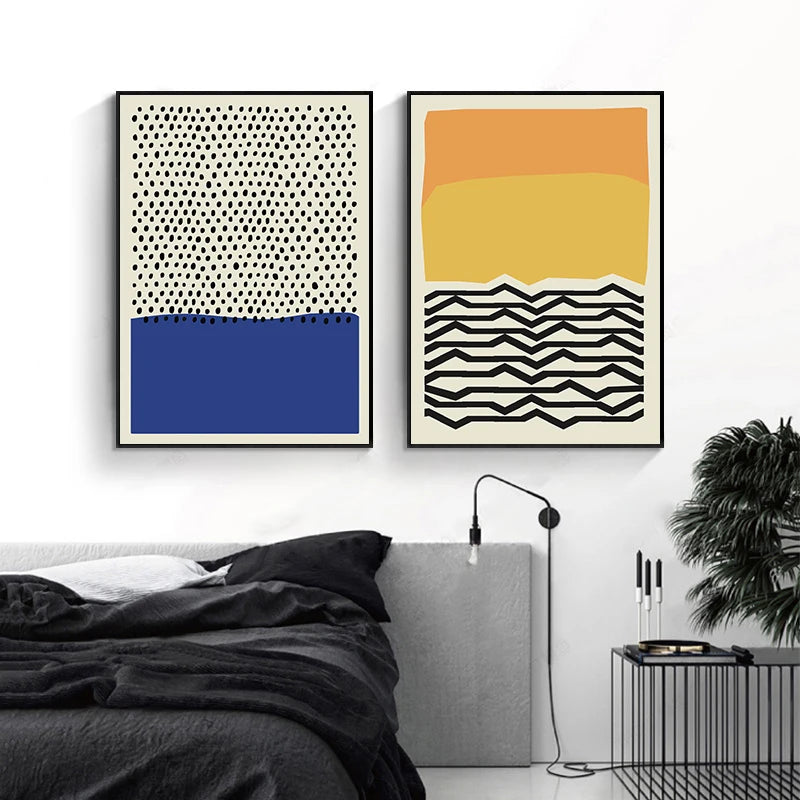 Modern Color Block Abstract Line Art Wall Art Fine Art Canvas Prints Colorful Pictures For Modern Apartment Living Room Home Office Art Decor