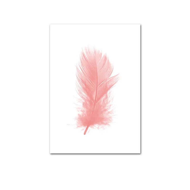 Blush Pink Love Feather Wall Art Fine Art Canvas Prints Minimalist Fashion Pictures For Living Room Girl's Bedroom Fashion Art Decor