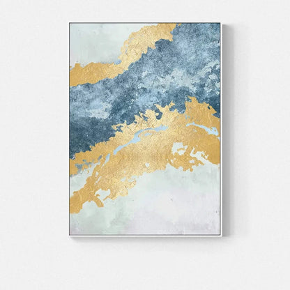 Blue Golden Ocean Spray Seascape Abstract Wall Art Fine Art Canvas Prints Marble Pictures For Living Room Dining Room Art For Contemporary Interiors