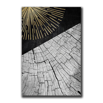 Golden Black Wood Tree Rings Wall Art Fine Art Canvas Prints Modern Abstract Pictures For Urban Loft Luxury Living Room Decor