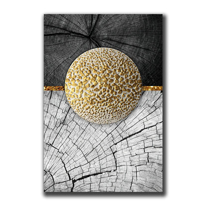 Golden Black Wood Tree Rings Wall Art Fine Art Canvas Prints Modern Abstract Pictures For Urban Loft Luxury Living Room Decor