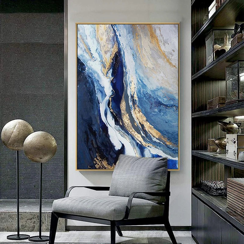 Atmospheric Blue Marble Print Wall Art Fine Art Canvas Prints Modern Abstract Pictures For Living Room Dining Room Office Foyer Art Decor