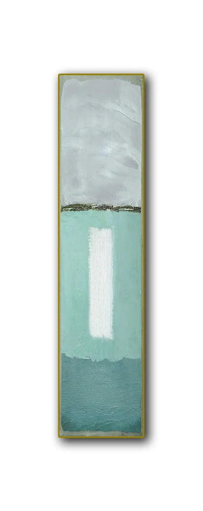 Modern Aqua Green Gray Abstract Vertical Format Wall Art Fine Art Canvas Prints TallWide Format Pictures For Living Room Foyer Bedroom Art Decor