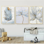 Simple Blue Floral Wall Art Fine Art Canvas Prints Modern Abstract Botanical Pictures For Living Room Bedroom Contemporary Home Decor