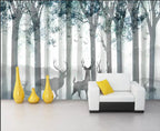 Black & White Woodland Landscape Wall Mural Big Format Custom Sizes Nordic Wall Covering Creative DIY Wall Decor For Living Room