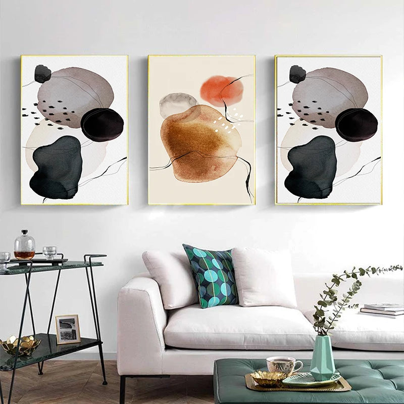 Zen Pebbles Watercolor Wall Art Fine Art Canvas Prints Abstract Minimalist Pictures For Living Room Scandinavian Home Decor