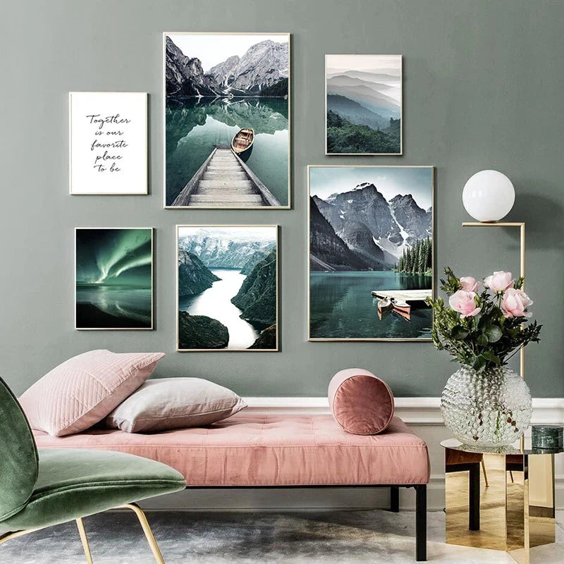 Mountain Lake Wilderness Landscape Wall Art Fine Art Canvas Prints Posters Pictures Of Calm For Living Room Dining Room Decor
