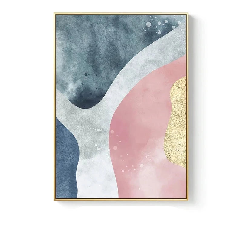 Shades Of Pink Grey Golden Blue Nordic Wall Art Fine Art Canvas Prints Abstract Pictures For Modern Living Room Bedroom Home Art Decor