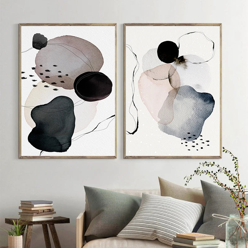 Zen Pebbles Watercolor Wall Art Fine Art Canvas Prints Abstract Minimalist Pictures For Living Room Scandinavian Home Decor