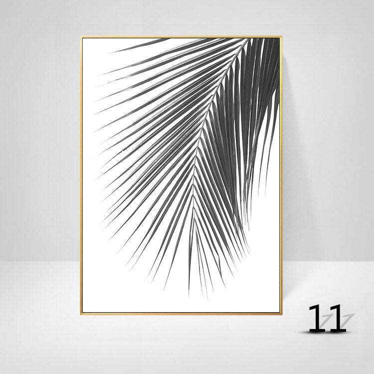 Simple Living Daily Inspirational Wall Art Black White Minimalist Tropical Leaves Pictures For Family Living Room Bedroom Art Decor