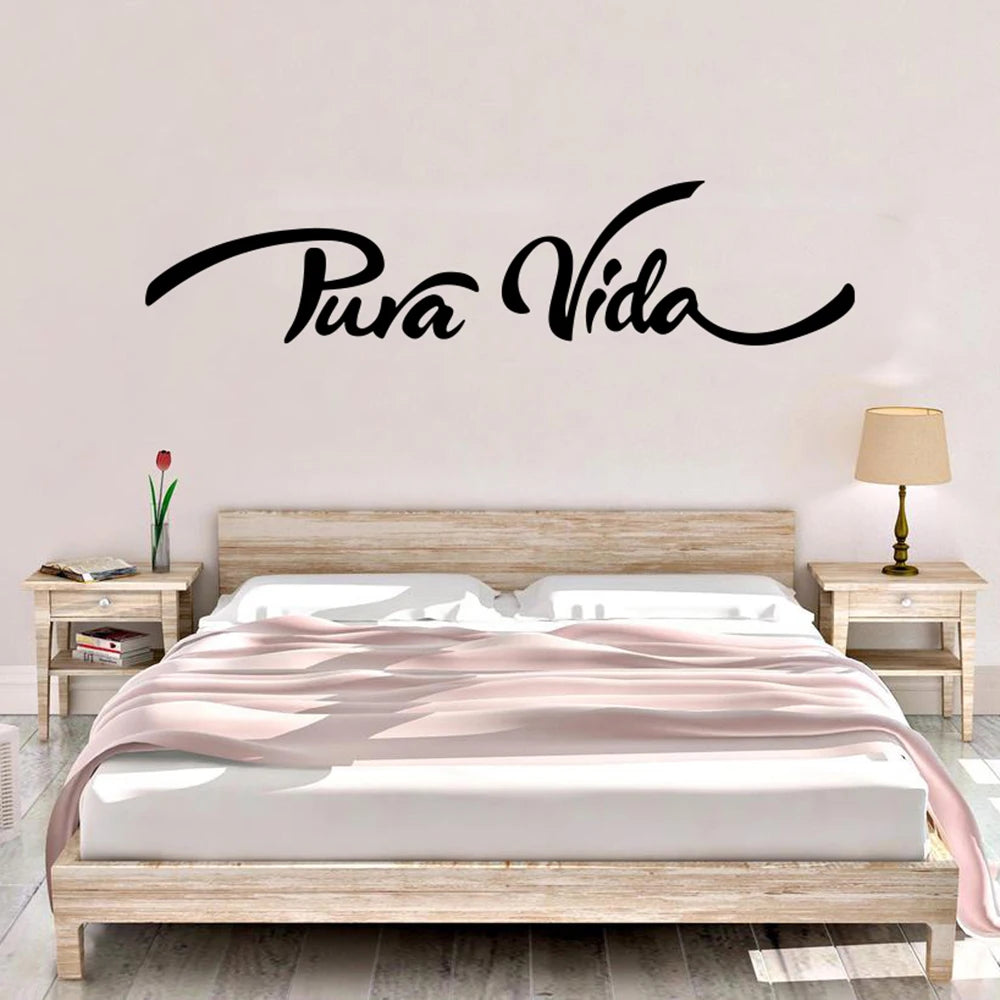 Pura Vida Pure Life Quote Wall Sticker Removable Peel and Stick Wall PVC Decal Inspirational Spanish Phrase Creative DIY Home Decor