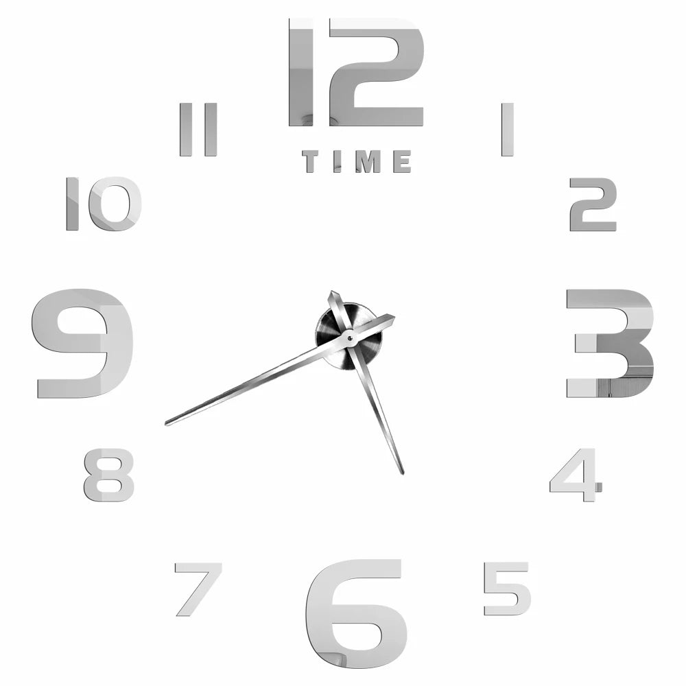 Big Wall Clock DIY 3D Self Adhesive Mirrored Acrylic Wall Clock For Kitchen Dining Room Living Room Creative Home Decor